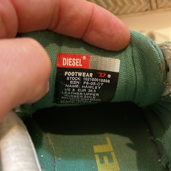 Diesel Y2K Vintage Green White Leather Sneakers - Picture 7 of 8